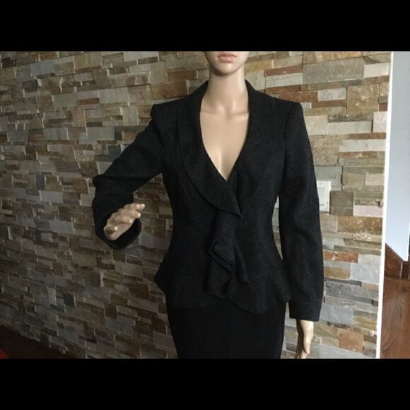 ARMANI COLLEZIONI RUFFLED WOOL BLAZER - Picture 1 of 11